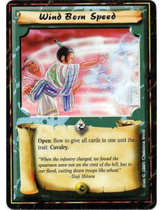 Wind Born Speed  - Open: Any number of times per turn, bow this Shugenja and target a unit: Give all cards in it Cavalry