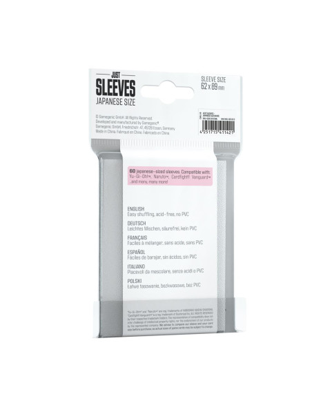 White Just Sleeves Japanese size (62x89) (60)  - Fundas del tamaño Small / estandar japonés para juegos como Yu-Gi-Oh!, Weiß Sch