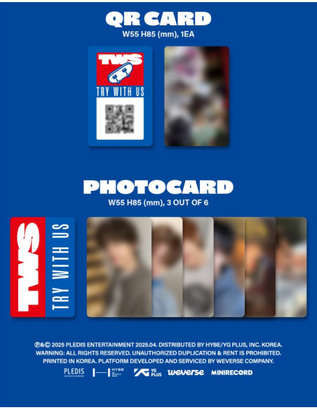 TWS - [TRY WITH US] 3rd Mini Album (Weverse Ver.)  - TWS - [TRY WITH US] 3rd Mini Album (Weverse Ver.)Contenido:

1 QR Card
3 Ph