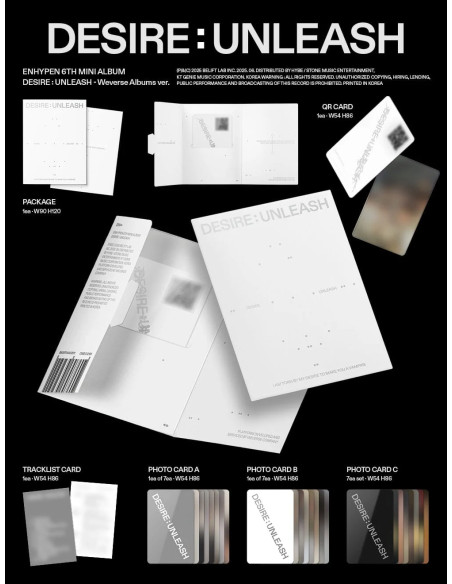 ENHYPEN - DESIRE : UNLEASH 6th Mini Album (Weverse Ver.)  - ENHYPEN - DESIRE : UNLEASH 6th Mini Album (Weverse Ver.)Contenido:

