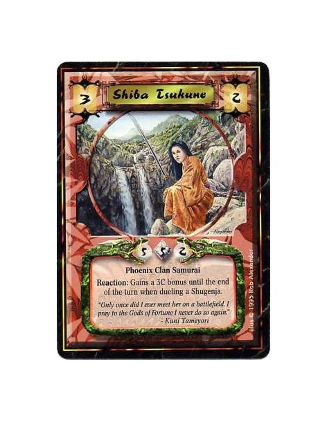 Shiba Tsukune  - Phoenix Clan • SamuraiReaction: Any number of times per turn, after Tsukune enters a duel facing a Shugenja: Gi