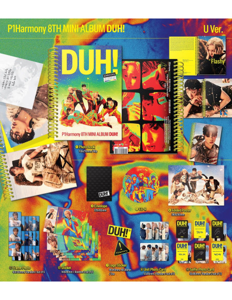 Pre-Order P1HARMONY - DUH! (8th Mini Album)  - P1HARMONY - DUH! (8th Mini Album)2 Versiones: D Ver. (Letras Rosas) y U Ver. (Let
