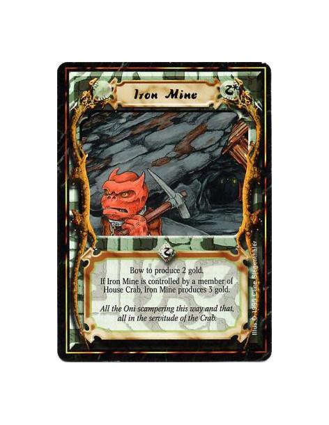 Iron Mine  - MineBow this card: Produce 2 Gold, or 3 Gold if you are a Crab Clan player.