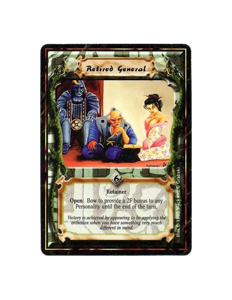 Retired General  - RetainerBattle/Open: Any number of times per turn, bow this card and target a Personality: Give him +2F..