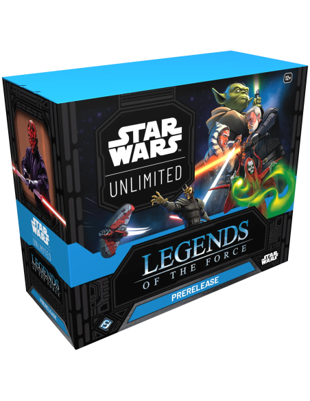 Caja de Presentacion Leyendas de la Fuerza (ING) Star Wars Unlimited  - 6 Sobres 
2 Cartas Promo
19 Contadores
1 Guia de constru