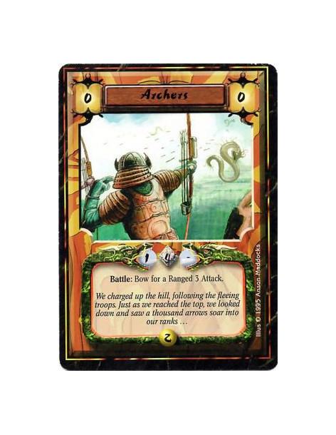 Archers  - Battle: Any number of times per turn, bow this card: Ranged 3 Attack