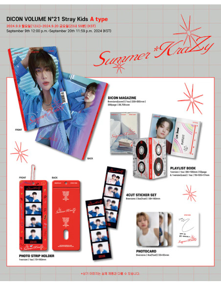 STRAY KIDS - Dicon Volume Nº21 Summer Krazy (A Type) Bang Chan Version  - 
Contenido
1 Dicon Magazine (200 pages)
1 Playlist Boo