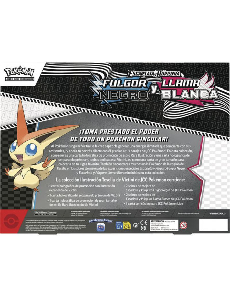 Colección Ilustrada Victini Fulgor Negro y Llama Blanca. Español  - En cada Caja de Colección Ilustrada Victini encontrarás:

2 