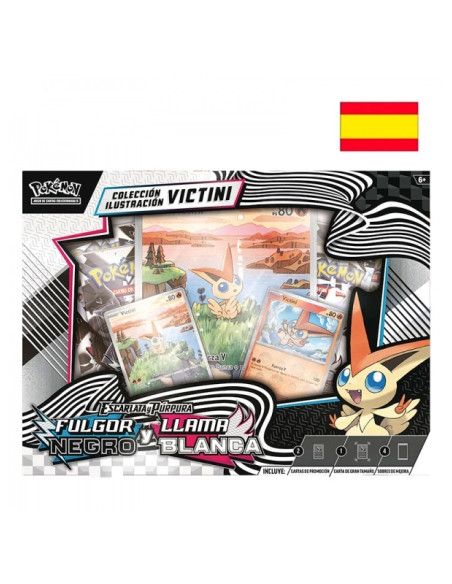 Colección Ilustrada Victini Fulgor Negro y Llama Blanca. Español  - En cada Caja de Colección Ilustrada Victini encontrarás:

2 