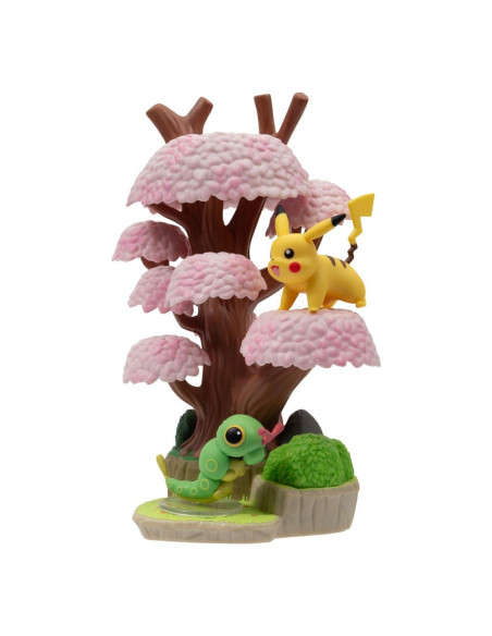 Figura Pokemon Bosque de Primavera. Pikachu y Caterpie  - Figura Pokemon Bosque de Primavera. Pikachu y Caterpie