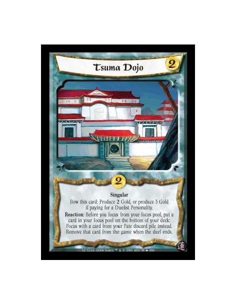 Tsuma Dojo (Spanish)  - Singular. Bow this card: Produce 2 Gold, or produce 3 Gold if paying for a Duelist Personality. Reaction