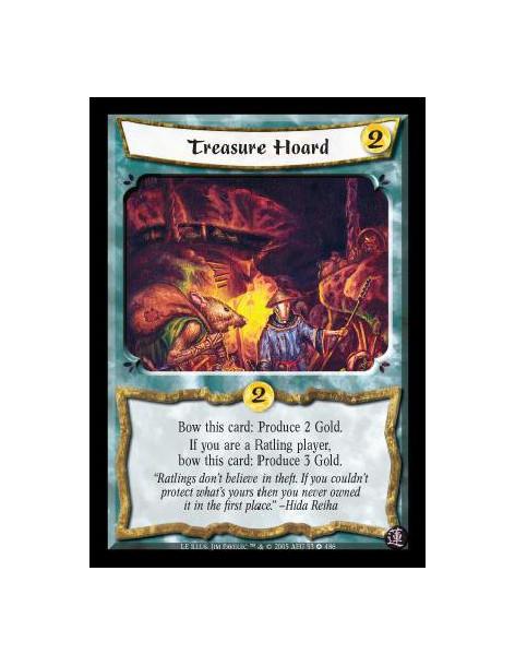 Treasure Hoard (Español)  - Bow this card: Produce 2 Gold. If you are a Ratling player, bow this card: Produce 3 Gold