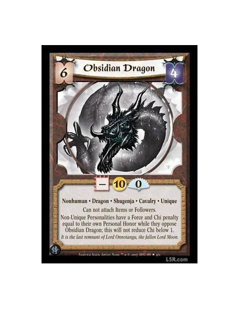 Obsidian Dragon FOIL (Español)  - Nonhuman · Dragon · Shugenja · Cavalry · Unique. Can not attach Items or Followers. Non-Unique