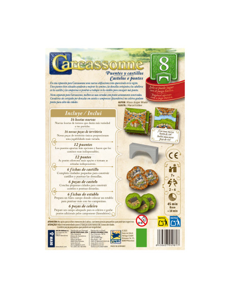 Carcassonne Expansión 8: Puentes y Castillos  - Esta es una de las expansiones más estratégicas para Carcassonne. Además de 16 n