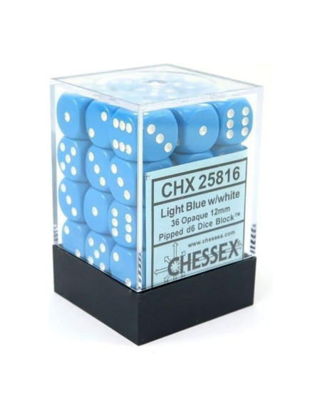 Set 36 Dados Light Blue/White. D6 Chessex  - Set 36 Dados Light Blue/White. D6