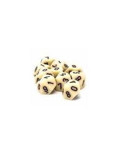 Set 10 Dice Opaque  Ivory/Black  - Set 10 Dice Opaque  Ivory/Black 2