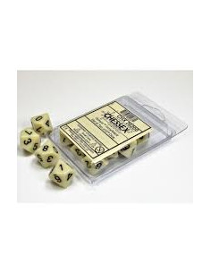 Set 10 Dados Opaque Ivory/Black Chessex  - Set 10 Dados Opaque Ivory/Black