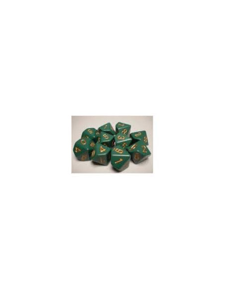 Set 10 Dice Opaque Green/Copper  - Set 10 Dice Opaque Green/Copper