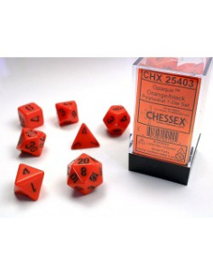 Set 7 Dados Orange/Black Chessex  - Set 7 Dados Orange/Black