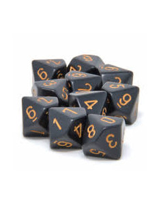 Set 10 Dados Opaque Black/Gold Chessex  - Set 10 Dados Opaque Black/Gold 2