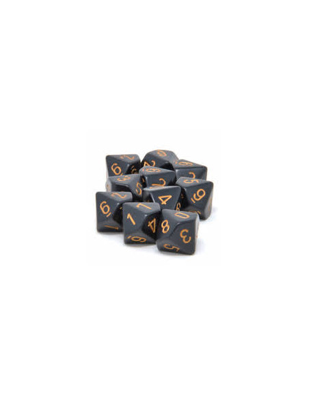 Set 10 Dados Opaque Black/Gold Chessex  - Set 10 Dados Opaque Black/Gold