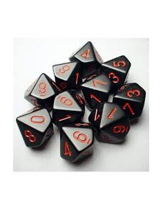 Set 10 Dados Opaque Black/Red Chessex  - Dados Opaque Black/Red