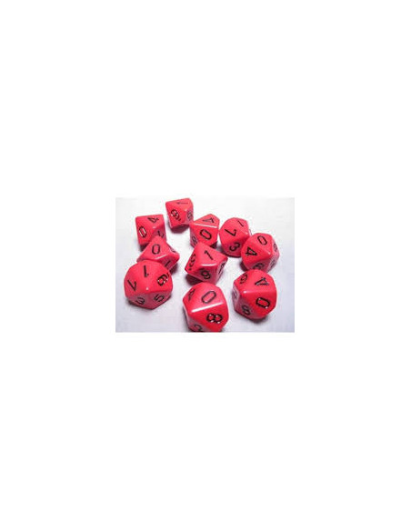 Set 10 Dice Opaque Red/Blak  - Set 10 Dice Opaque Red/Blak