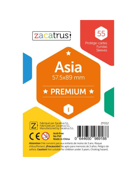 Fundas Zacatrus Asia Premium (57,5 mm x 89 mm) (55 uds)  - 