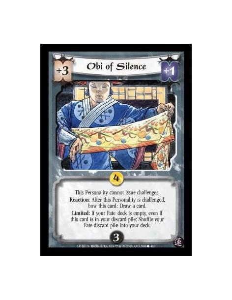 Obi of Silence (Español)  - This Personality cannot issue challenges. Reaction: After this Personality is challenged, bow this c