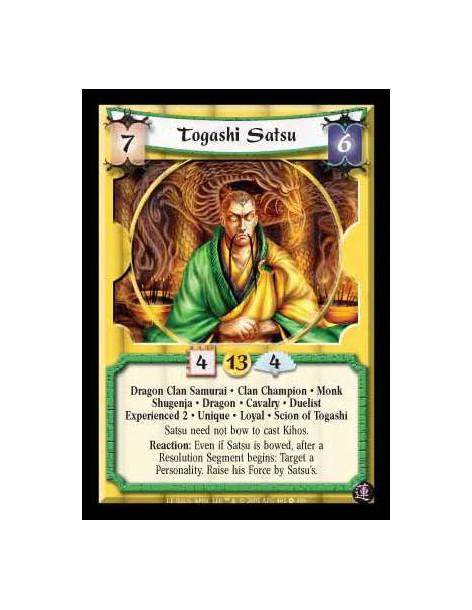 Togashi Satsu Exp2 (TG2)  - Dragon Clan Samurai · Clan Champion · Monk · Shugenja · Dragon · Cavalry · Duelist · Experienced 2 ·