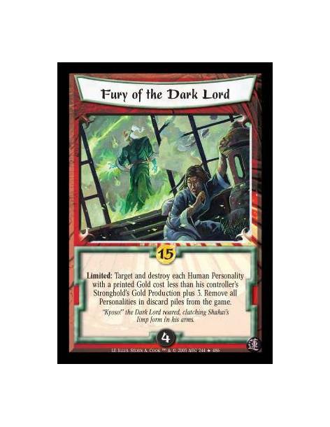 Fury of the Dark Lord FOIL  - Limited: Target and destroy each Human Personality with a printed Gold cost less than his controll