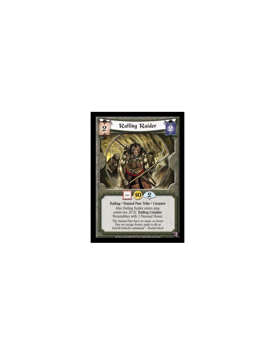 Ratling Raider FOIL (Español)  - Ratling · Stained Paw Tribe · Creature. After Ratling Raider enters play, create two 2F/2C Ratl