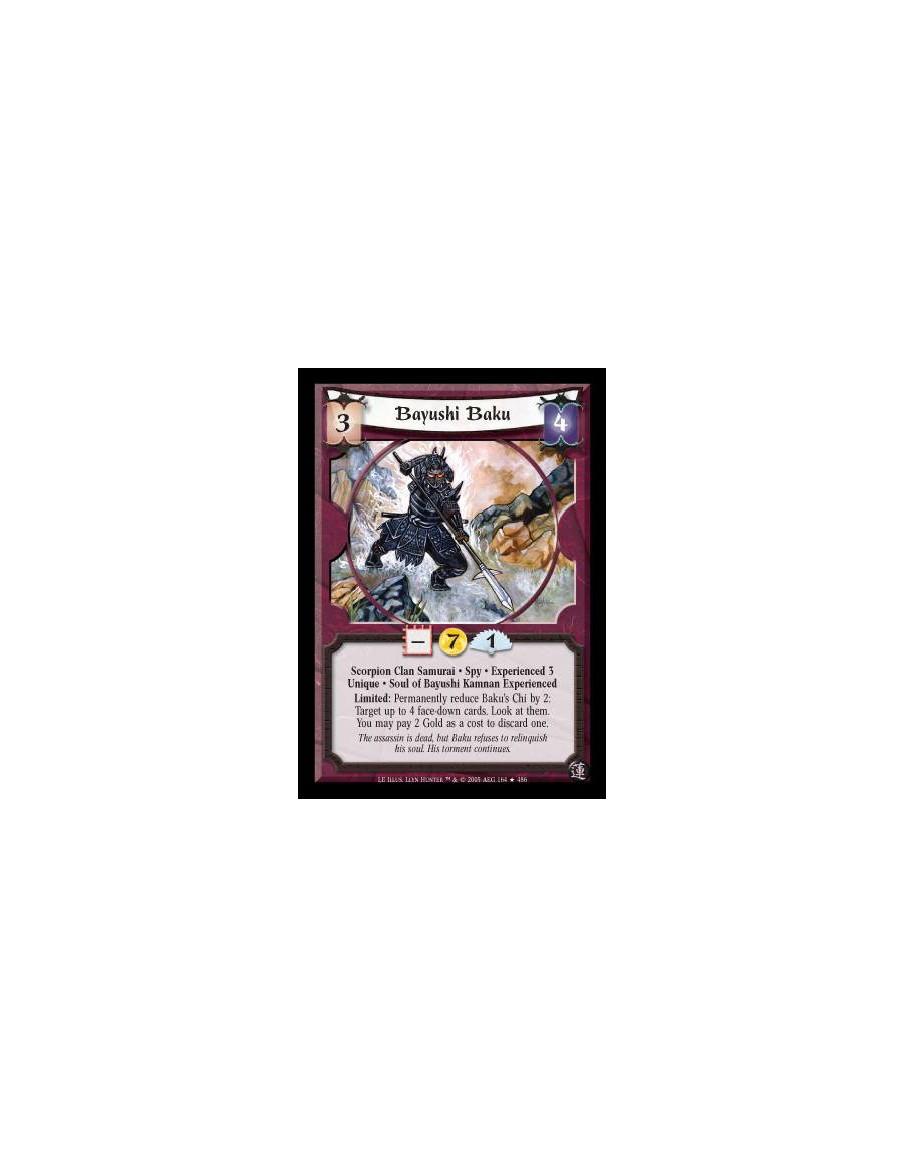 Bayushi Baku Exp3 FOIL (Spanish Language)  - Scorpion Clan Samurai · Spy · Experienced 3 · Unique · Soul of Bayushi Kamnan Exper