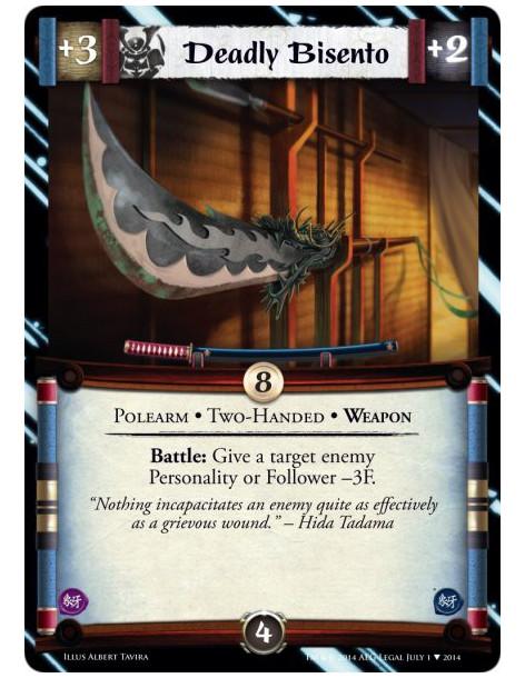 Deadly Bisento  - Polearm • Two-Handed • WeaponBattle: Give a target enemy Personality or Follower -3F.