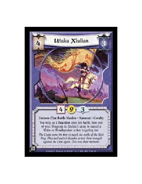 Utaku Xiulian  - Unicorn Clan Battle Maiden · Samurai · CavalryYou may, as a Reaction once per battle, bow one of your Shugenja 