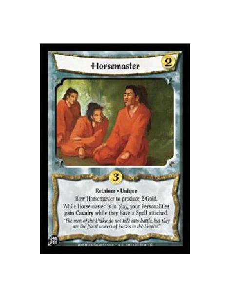Horsemaster FOIL (Español)  - Retainer · UniqueBow Horsemaster to produce 2 Gold.While Horsemaster is in play, your Personalitie