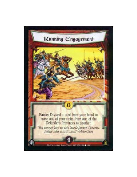 Running Engagement  - Battle: Discard a card from your hand to move one of your units from one of the Defender's Provinces to an