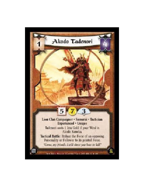 Akodo Tadenori Exp FOIL  - Lion Clan Campaigner. Samurai. Tactician Experienced. Unique Tadenori costs 1 less Gold if your Wind 