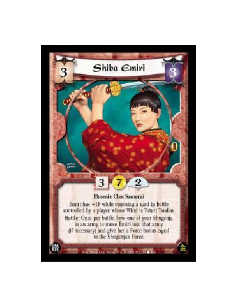 Shiba Emiri  - Phoenix Clan Samurai Emiri has +1F while opposing a card in battle controlled by a player whose Wind is Toturi Ts