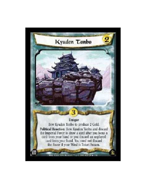 Kyuden Tonbo  - Unique Bow Kyuden Tonbo to produce 2 Gold. Political Reaction: Bow Kyuden Tonbo and discard the Imperial Favor t