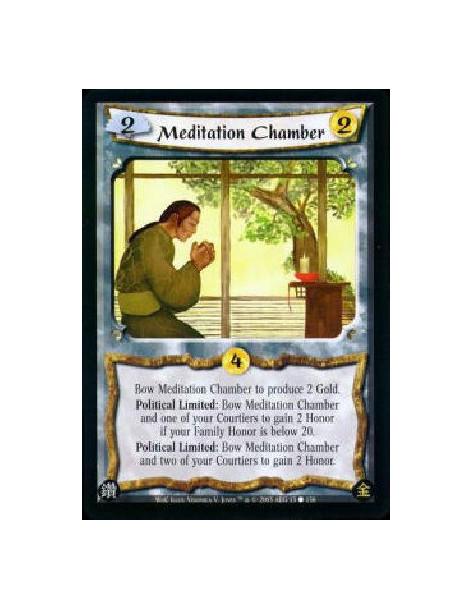 Meditation Chamber  - Bow Meditation Chamber to produce 2 Gold. Political Limited: Bow Meditation Chamber and one of your Courti