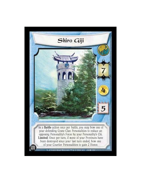 Shiro Giji  - As a Battle action once per battle, you may bow one of your defending Crane Clan Personalities to reduce an opposi