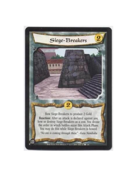 Siege-Breakers  - Bow Siege-Breakers to produce 2 Gold.  Reaction: After an attack is declared against you, bow or destroy Siege