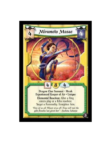 Mirumoto Masae Exp FOIL  - Dragon Clan Samurai · Monk · Experienced Keeper of Air · Unique. Elemental Reaction: After a Ring ent