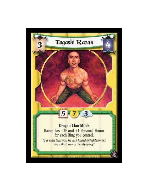 Togashi Razan  - Dragon Clan Monk. Razan has +3F and +1 Personal Honor for each Ring you control