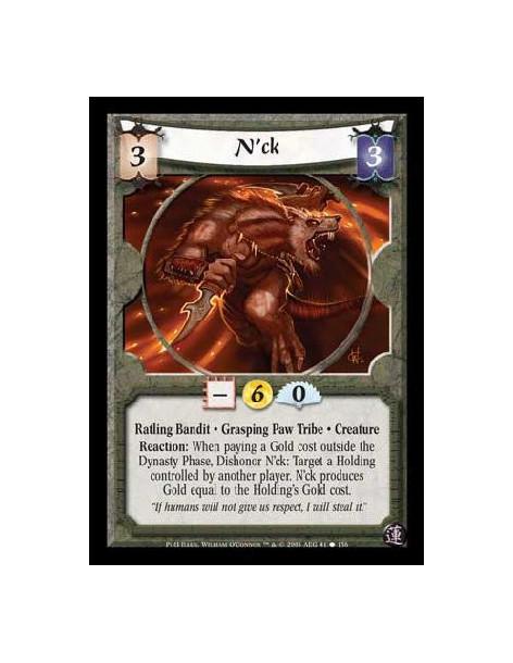 N'ck  - Ratling Bandit · Grasping Paw Tribe · Creature. Reaction: When paying a Gold cost outside the Dynasty Phase, Dishonor N'