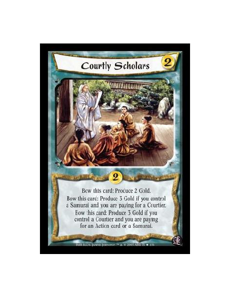 Courtly Scholars  - Bow this card: Produce 2 Gold. Bow this card: Produce 3 Gold if you control a Samurai and you are paying for