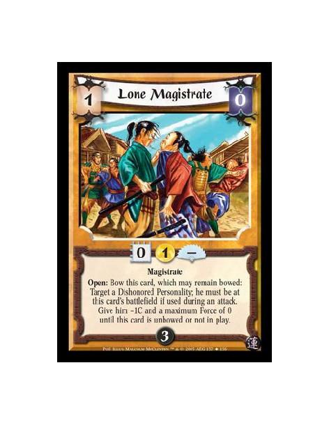 Lone Magistrate (Español)  - Magistrate. Open: Bow this card, which may remain bowed: Target a Dishonored Personality; he must b