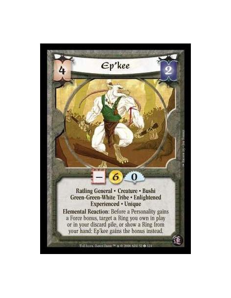 Ep'kee Exp  - Ratling General · Creature · Bushi · Green-Green-White Tribe · Enlightened · Experienced · Unique. Elemental React