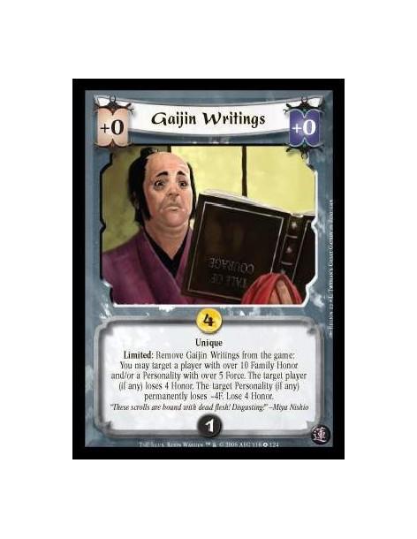 Gaijin Writings  - Unique. Limited: Remove Gaijin Writings from the game: You may target a player with over 10 Family Honor and/